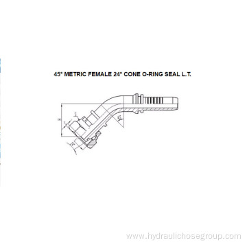 45° Metric Female O-Ring 24° Cone L.T. 20441